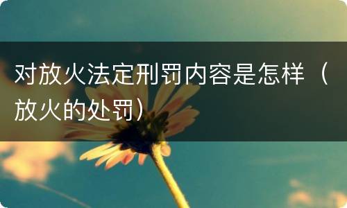对放火法定刑罚内容是怎样（放火的处罚）