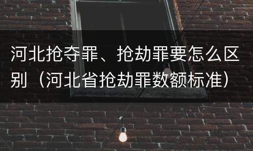 河北抢夺罪、抢劫罪要怎么区别（河北省抢劫罪数额标准）