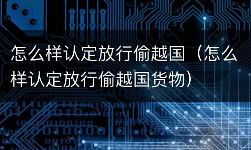 怎么样认定放行偷越国（怎么样认定放行偷越国货物）