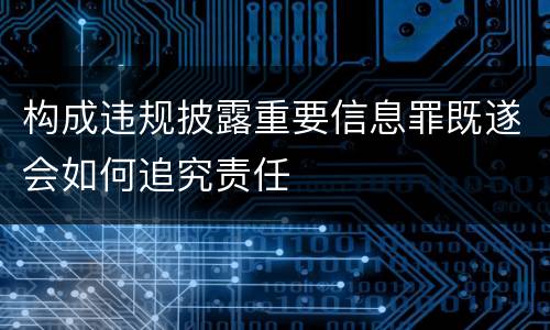 构成违规披露重要信息罪既遂会如何追究责任