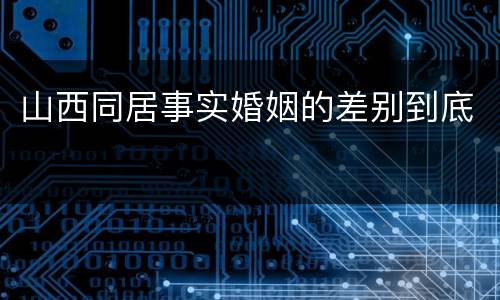 山西同居事实婚姻的差别到底