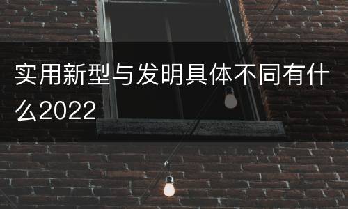 实用新型与发明具体不同有什么2022