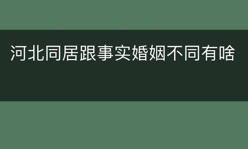 河北同居跟事实婚姻不同有啥