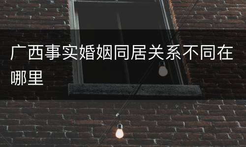 广西事实婚姻同居关系不同在哪里