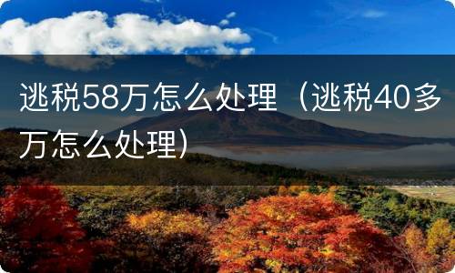 逃税58万怎么处理（逃税40多万怎么处理）