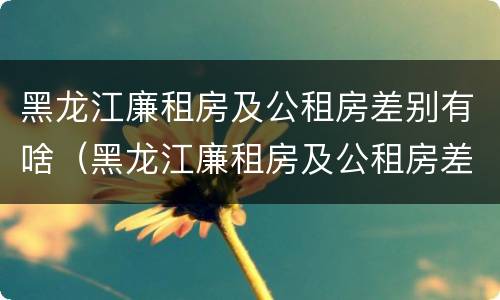 黑龙江廉租房及公租房差别有啥（黑龙江廉租房及公租房差别有啥不同）