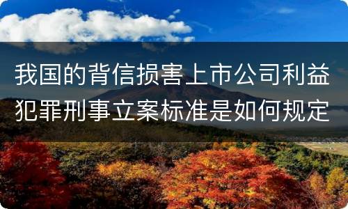 我国的背信损害上市公司利益犯罪刑事立案标准是如何规定