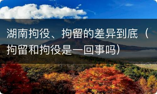 湖南拘役、拘留的差异到底（拘留和拘役是一回事吗）