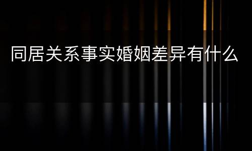 同居关系事实婚姻差异有什么