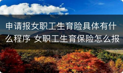 申请报女职工生育险具体有什么程序 女职工生育保险怎么报销,需要什么资料