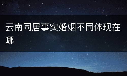 云南同居事实婚姻不同体现在哪