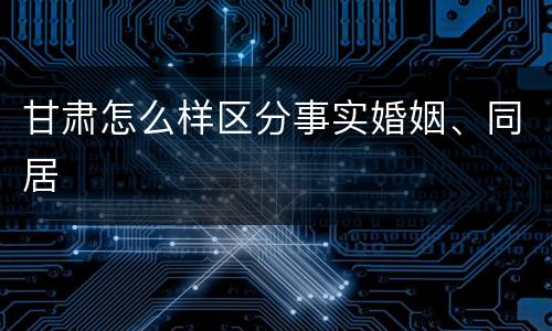 甘肃怎么样区分事实婚姻、同居