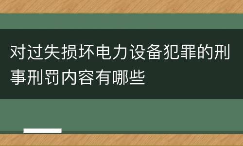 对过失损坏电力设备犯罪的刑事刑罚内容有哪些