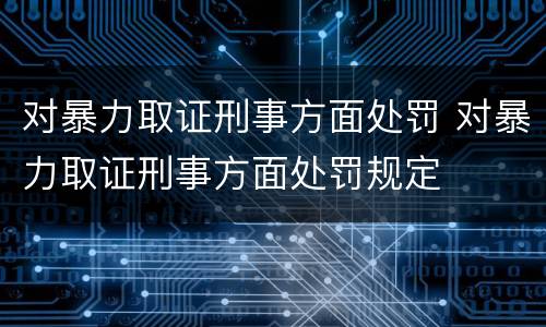 对暴力取证刑事方面处罚 对暴力取证刑事方面处罚规定