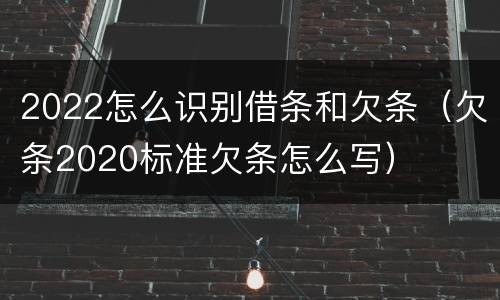 2022怎么识别借条和欠条（欠条2020标准欠条怎么写）