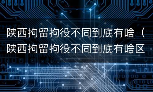 陕西拘留拘役不同到底有啥（陕西拘留拘役不同到底有啥区别）