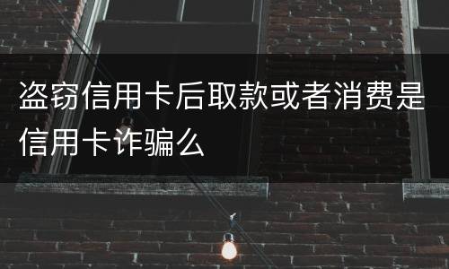 盗窃信用卡后取款或者消费是信用卡诈骗么