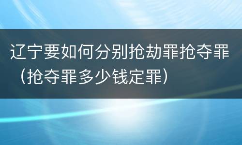辽宁要如何分别抢劫罪抢夺罪（抢夺罪多少钱定罪）