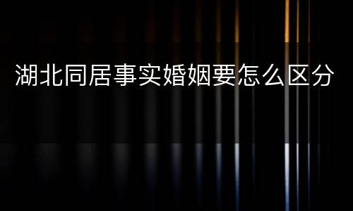 湖北同居事实婚姻要怎么区分