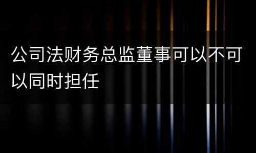 公司法财务总监董事可以不可以同时担任