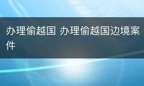 办理偷越国 办理偷越国边境案件