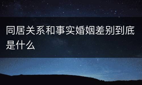 同居关系和事实婚姻差别到底是什么