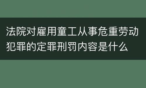 法院对雇用童工从事危重劳动犯罪的定罪刑罚内容是什么