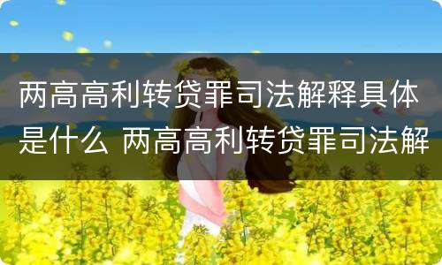 两高高利转贷罪司法解释具体是什么 两高高利转贷罪司法解释具体是什么意思