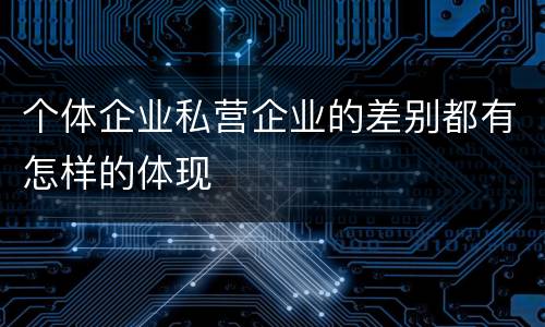 个体企业私营企业的差别都有怎样的体现