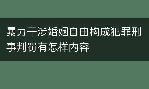 暴力干涉婚姻自由构成犯罪刑事判罚有怎样内容