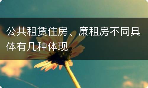 公共租赁住房、廉租房不同具体有几种体现