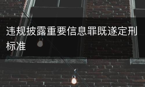 违规披露重要信息罪既遂定刑标准