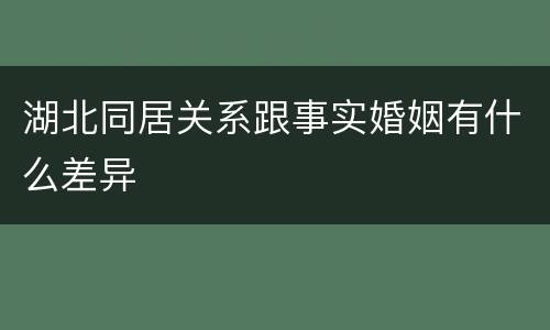 湖北同居关系跟事实婚姻有什么差异