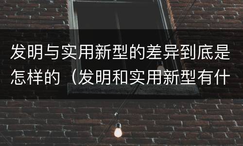 发明与实用新型的差异到底是怎样的（发明和实用新型有什么区别）