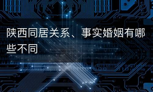 陕西同居关系、事实婚姻有哪些不同