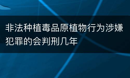 非法种植毒品原植物行为涉嫌犯罪的会判刑几年