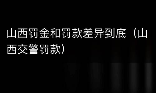 山西罚金和罚款差异到底（山西交警罚款）