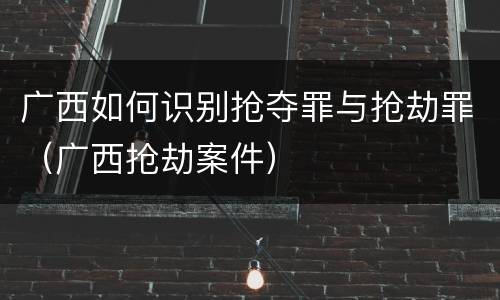 广西如何识别抢夺罪与抢劫罪（广西抢劫案件）