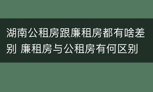 湖南公租房跟廉租房都有啥差别 廉租房与公租房有何区别