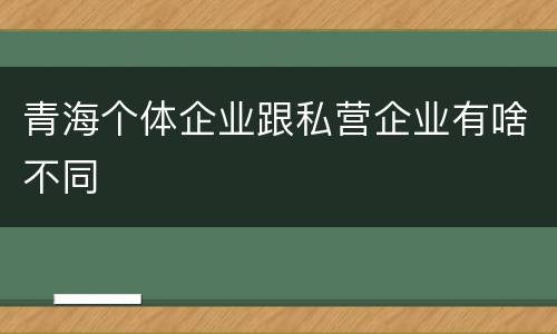 青海个体企业跟私营企业有啥不同