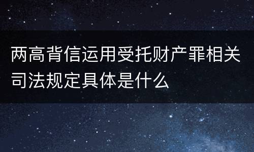 两高背信运用受托财产罪相关司法规定具体是什么