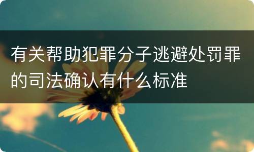 有关帮助犯罪分子逃避处罚罪的司法确认有什么标准