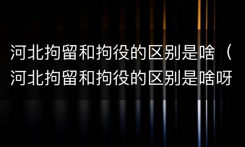 河北拘留和拘役的区别是啥（河北拘留和拘役的区别是啥呀）