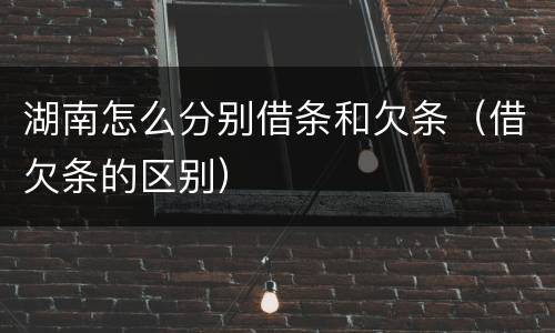 湖南怎么分别借条和欠条（借欠条的区别）