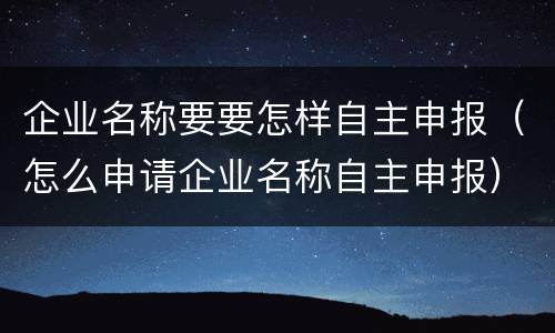 企业名称要要怎样自主申报（怎么申请企业名称自主申报）