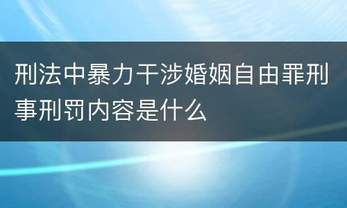 刑法中暴力干涉婚姻自由罪刑事刑罚内容是什么