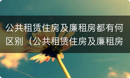 公共租赁住房及廉租房都有何区别（公共租赁住房及廉租房都有何区别和联系）