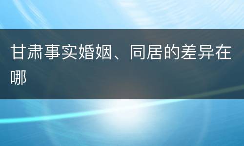 甘肃事实婚姻、同居的差异在哪