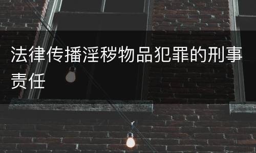 法律传播淫秽物品犯罪的刑事责任