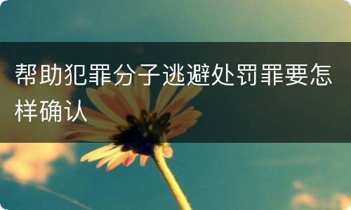 帮助犯罪分子逃避处罚罪要怎样确认